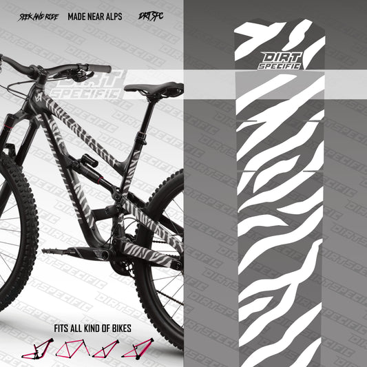 White zebra - Bike Frame wrap MK2