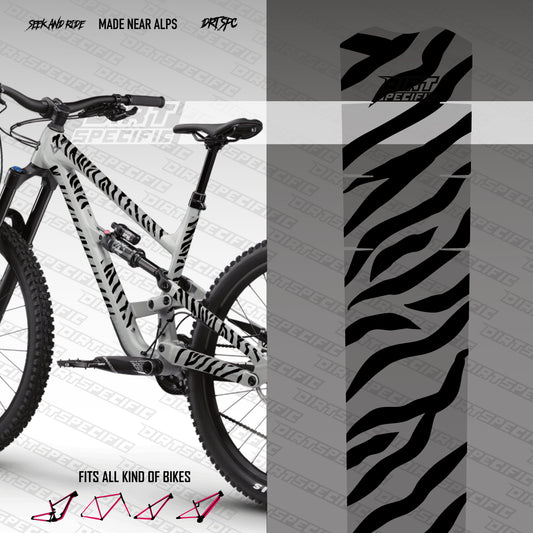 Black zebra - Bike Frame wrap MK2