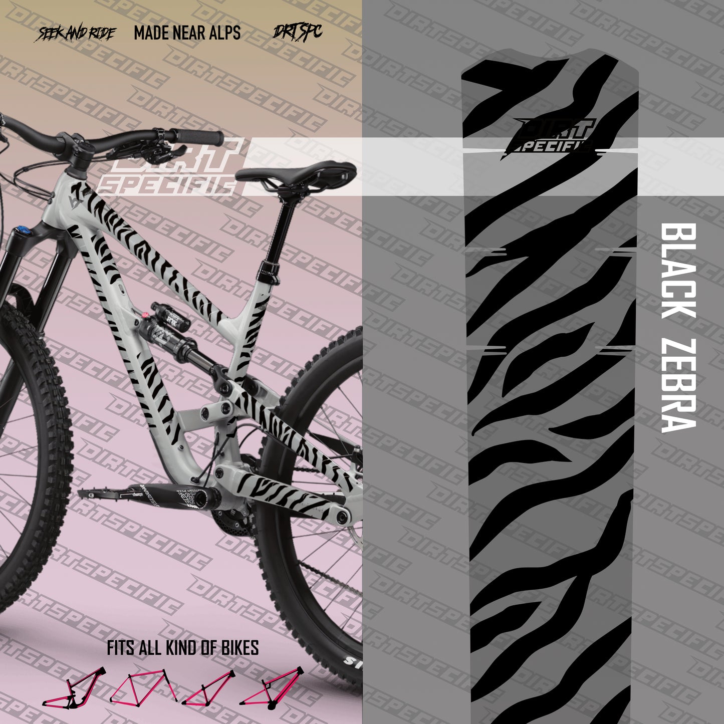 Black zebra bike decal