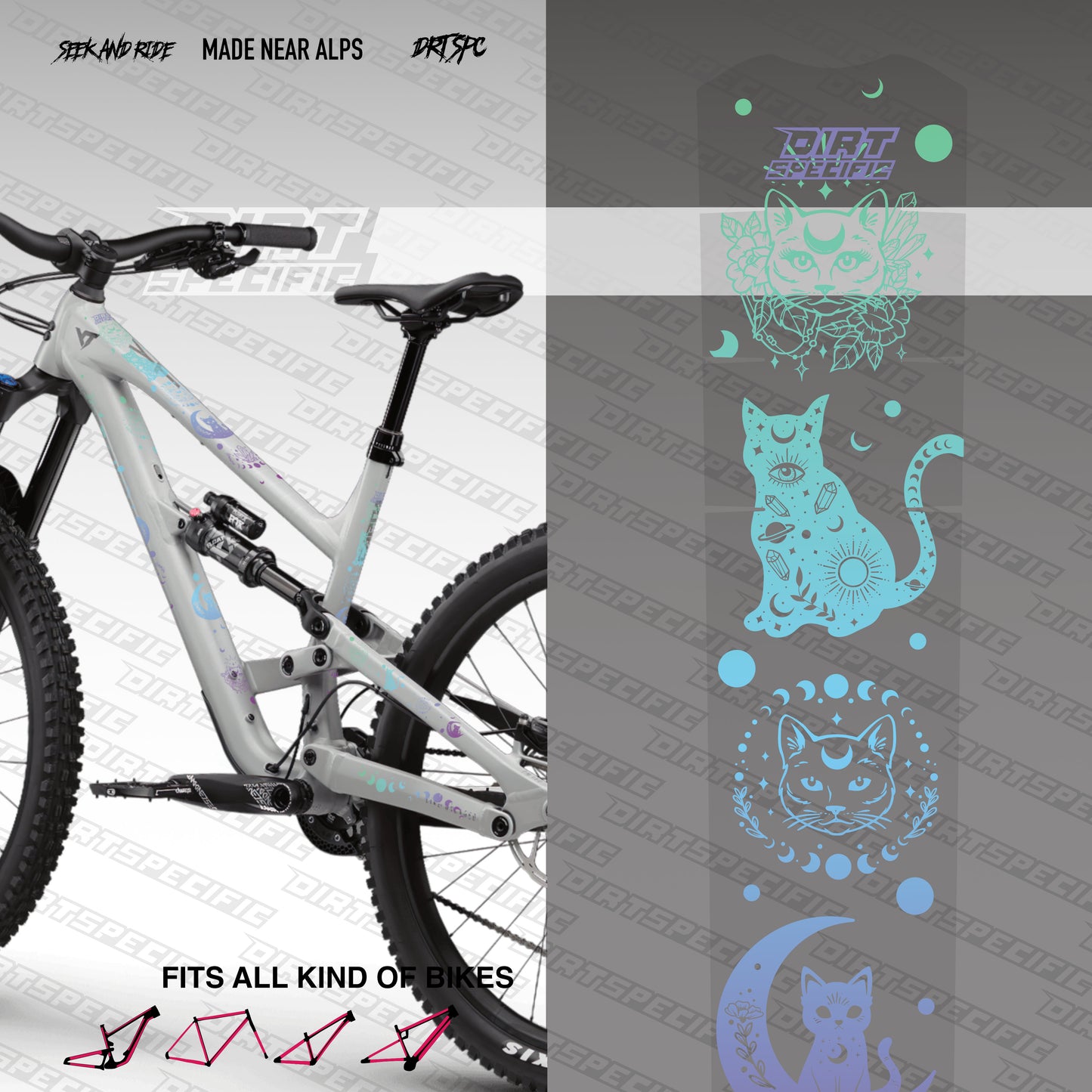 Mistic magic cats - Bike Frame wrap MK2